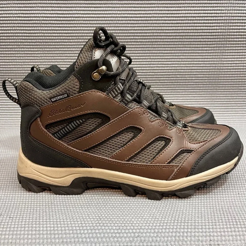 Eddie Bauer Graham Brown Leather Waterproof Hiking Boots Men’s Size 10.5 - Picture 1 of 11